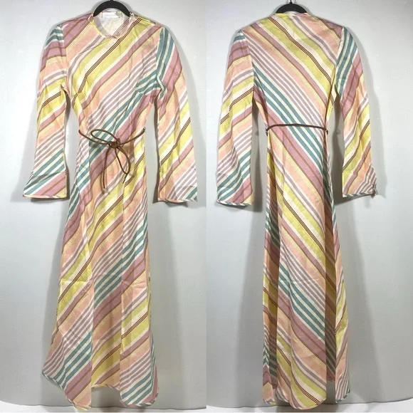 *SOLD* Zimmermann Halliday Stripe Bias Cut Long Sleeve Linen Maxi Dress US 8 NWT - Picture 6 of 15